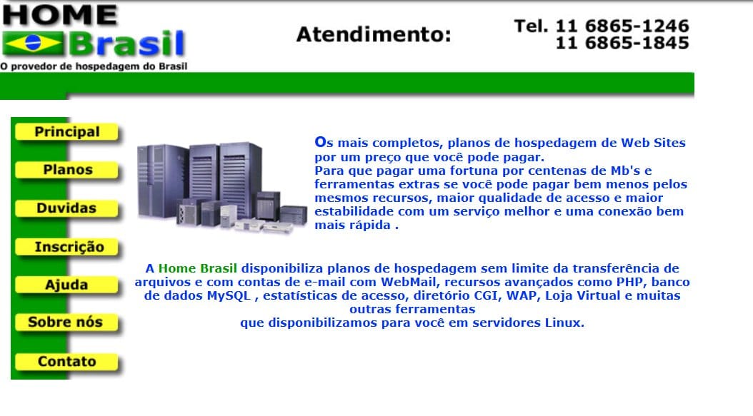 Primeiro site e logo da HomeBrasil em 2001